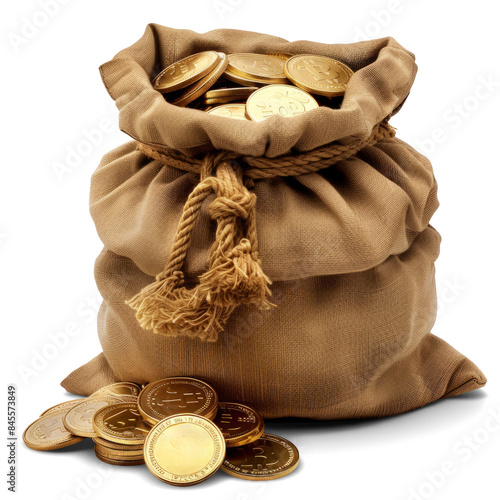 Bag of Bitcoins on Transparent Background photo