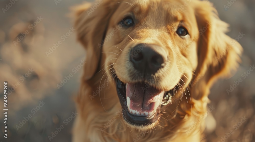 Obraz premium Beaming dog with a contagious smile, its eyes reflecting genuine happiness and affection