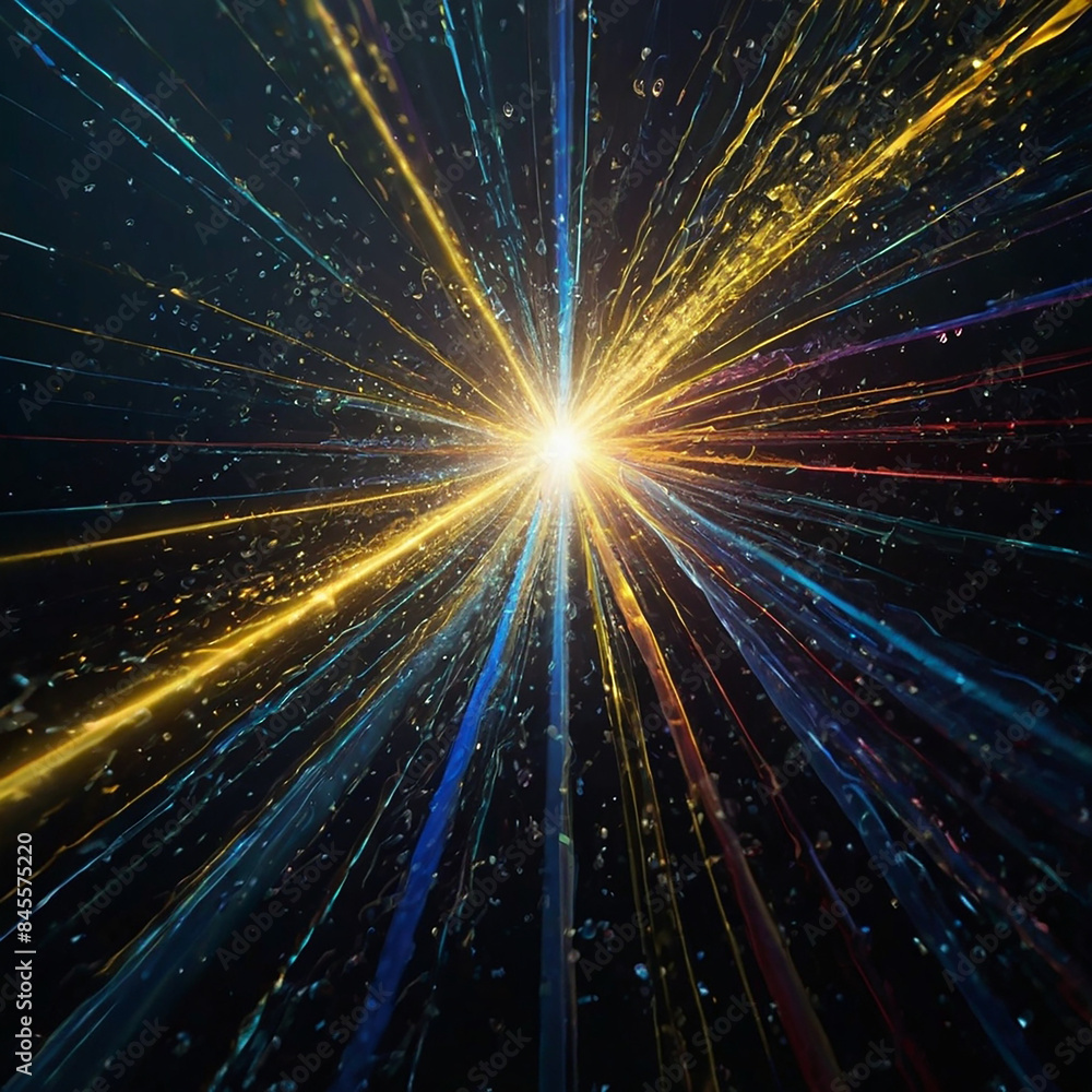 Fototapeta premium Futuristic Urban Scene Featuring a Dynamic Burst of Light and Streaks of Illuminated Trails in a High-Tech Industrial Setting