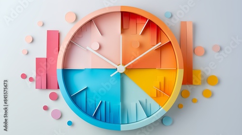 Paper Cut Colorful Abstract Clock