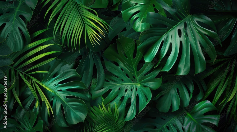 Fototapeta premium Exotic Greenery: Dark Bali-Inspired Background