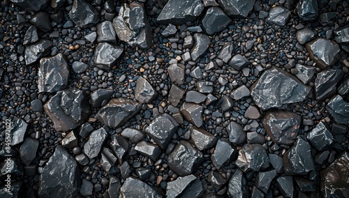 Wallpaper Mural Dark Pebble Beach with Jagged Rocks Torontodigital.ca