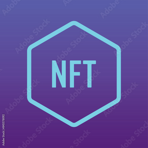 Outline NFT icon, with editable stroke. Linear nft sign, non-fungible token pictogram. Crypto art, virtual cryptography artwork, collectible digital token. nft banner for website. Non-renewable token.