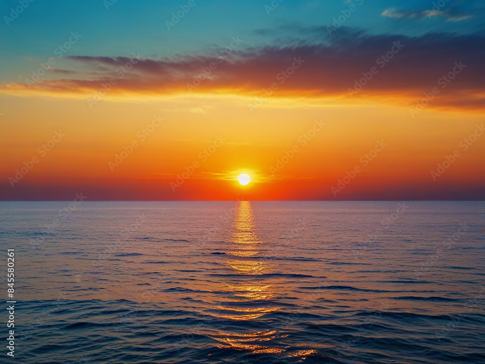Fototapeta premium Beautiful view of the sunset on the sea