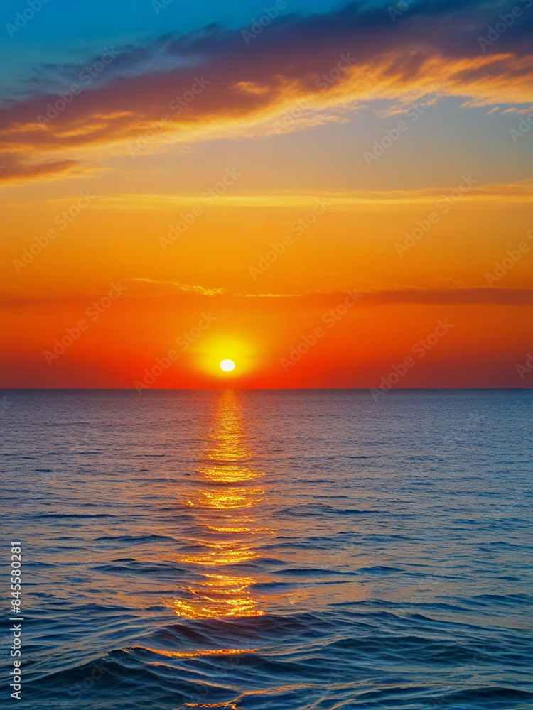 Fototapeta premium Beautiful view of the sunset on the sea