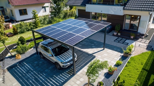 Modern Home with Solar Panel Carport