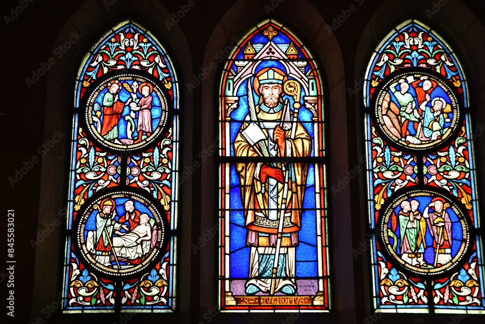 Vitraux de la cathédrale de Sens en Bourgogne. France Vitraux de la cathédrale de Sens en Bourgogne. France