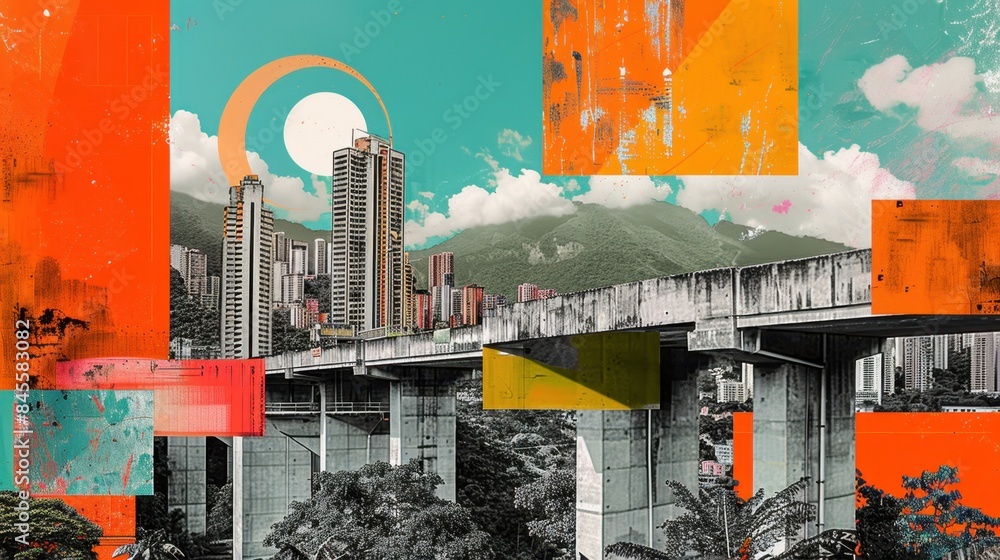 Modern Metro System of Medellín Art Collage
