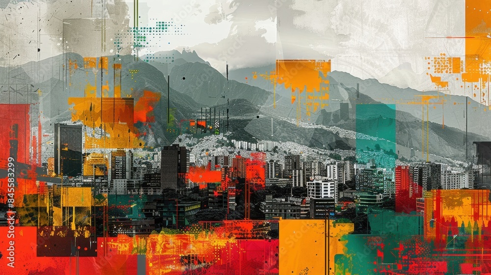 Fototapeta premium Historic La Candelaria District of Bogotá Art Collage