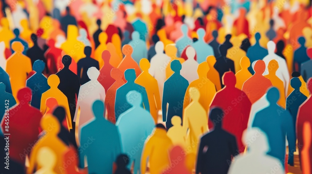 Cut-out figures form a dense crowd, highlighting themes of societal diversity. Cut-out figures form a dense crowd, highlighting themes of societal diversity.