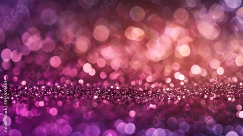 A vibrant background featuring purple and pink glitter bokeh lights, creating a festive and dreamy atmosphere.