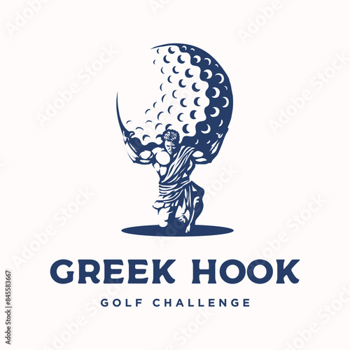 Logo design greek statue atlas holding a golf ball vintage minimalist logo design vector