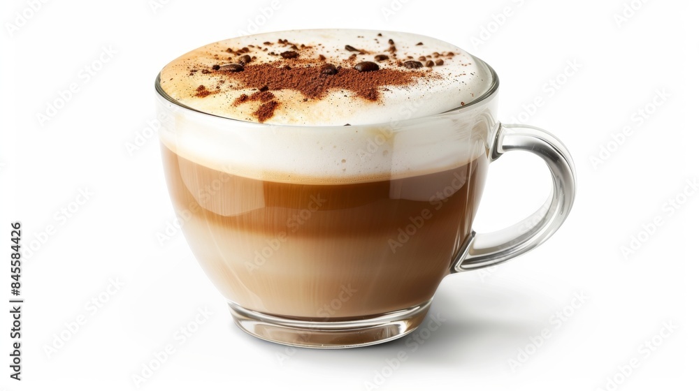 Cappuccino in a Clear Glass Cup, Generative AI Cappuccino in a Clear Glass Cup, Generative AI