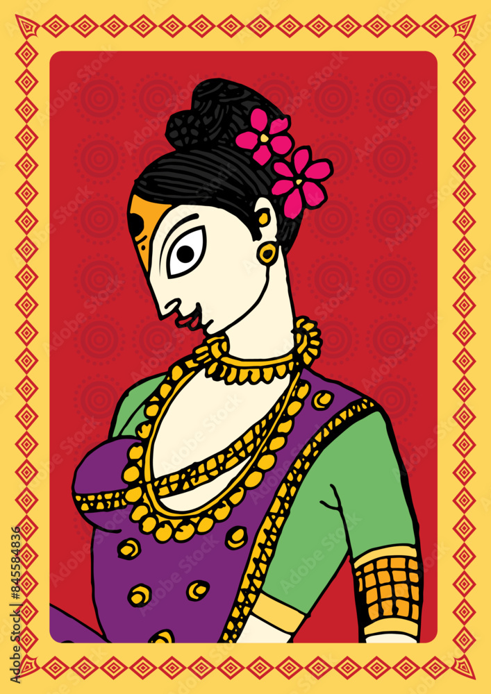 Whispers of Grace: A Vibrant Madhubani Tapestry - Enchanting Women of ...