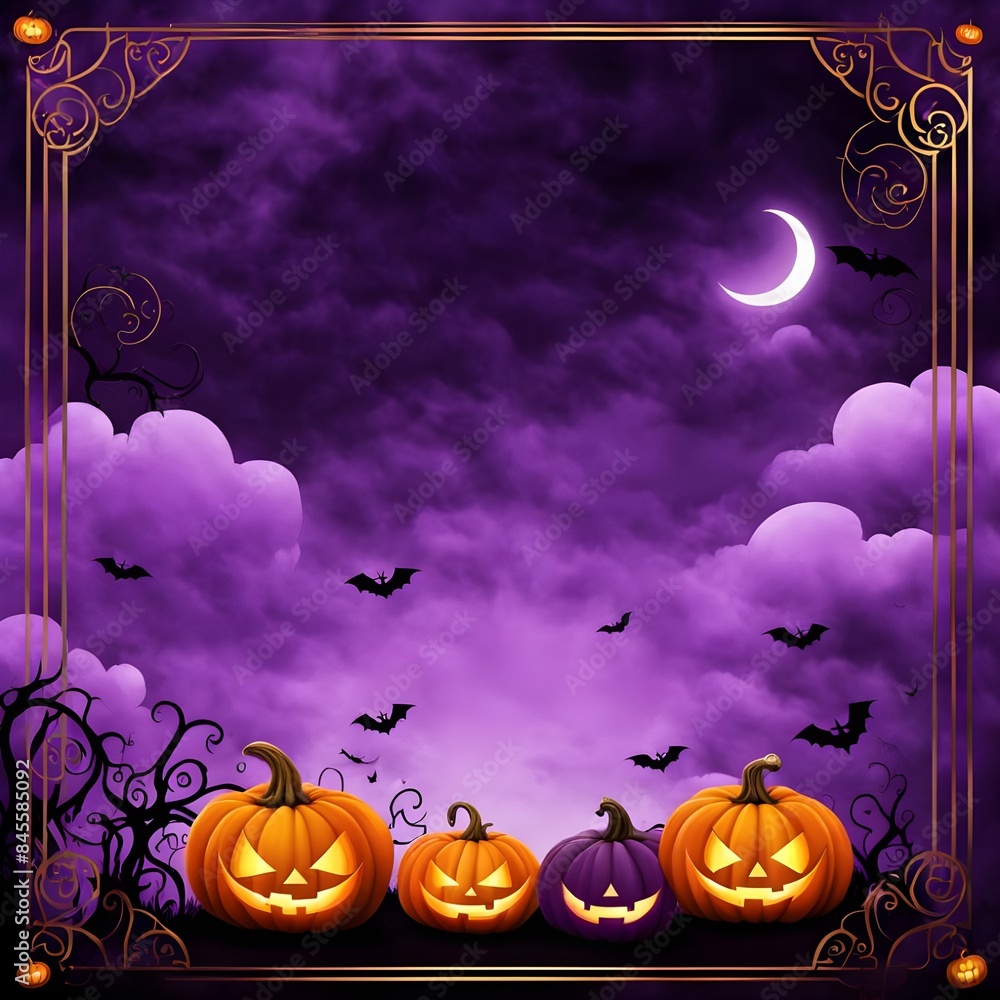 Halloween Spooky cloudy Night template, Background Halloween Spooky cloudy Night template, Background