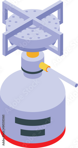 Portable gas stove with burner connected to gas cylinder for camping, hiking, fishing, and other outdoor activities