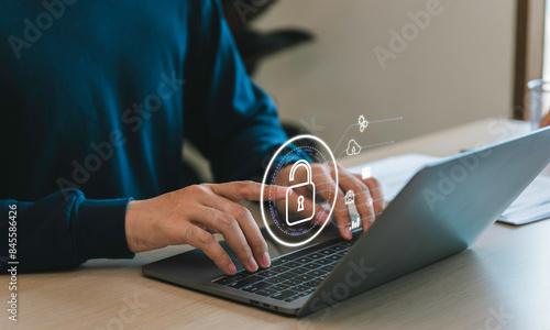 Obraz na płótnie security document information business login file folder, management cybersecurity technology, concept digital security corporate database professional company, connection laptop server cloud screen. w salonie