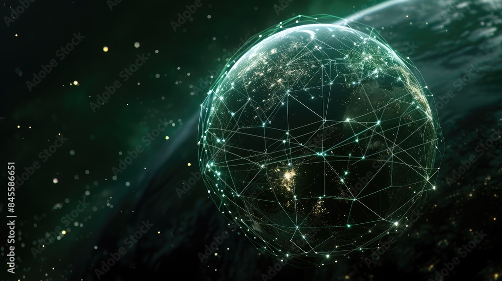 Obraz premium Global Data Connectivity: Earth's Network Nodes