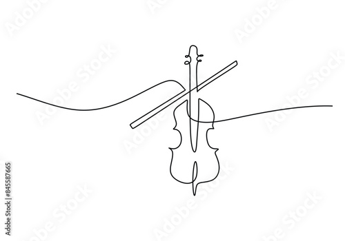 Violin continuous line drawing. Music instrument concept. Vector illustration minimalist design.