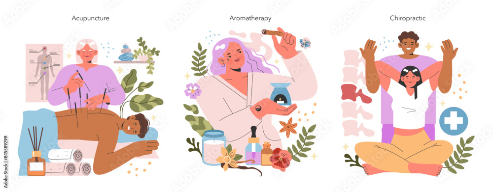 Fototapeta premium Alternative Medicine. Flat Vector Illustration