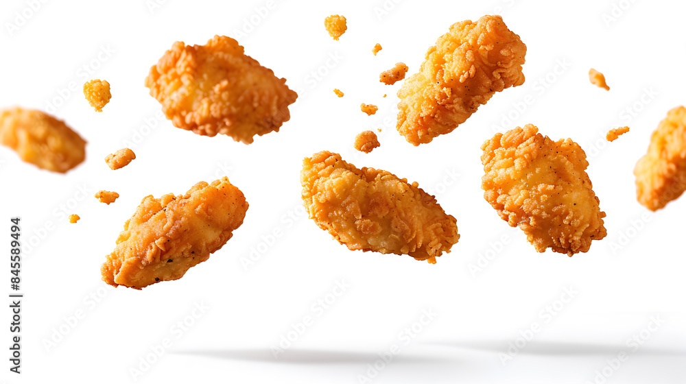 Chicken nuggets flying in the air Chicken nuggets flying in the air