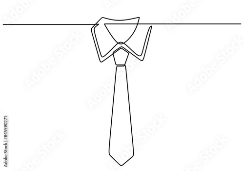 Collar with necktie continuous line drawing. Business and fashion style concept Vector illustration. photo