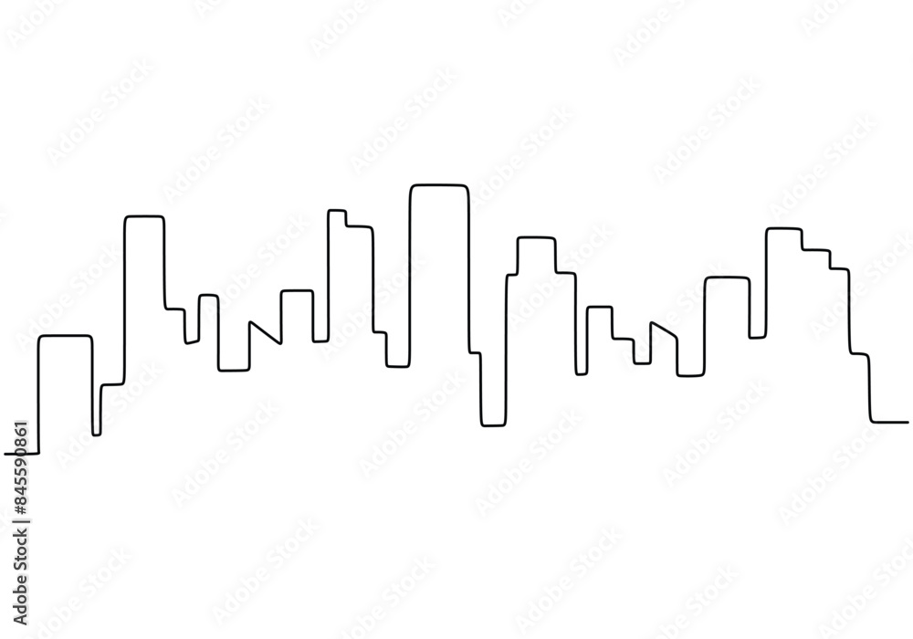 Modern cityscape continuous line drawing. Metropolis architecture panoramic landscape concept vector Modern cityscape continuous line drawing. Metropolis architecture panoramic landscape concept vector