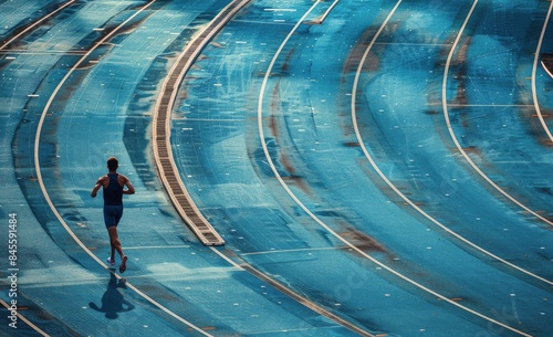 Athlete Running on Blue Track During Daytime