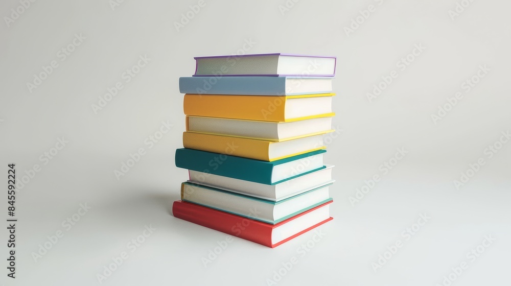 Stack of colorful books on a white background, study and learning concept Stack of colorful books on a white background, study and learning concept