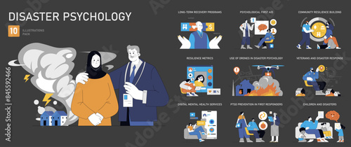Disaster Psychology. Flat Vector Illustration