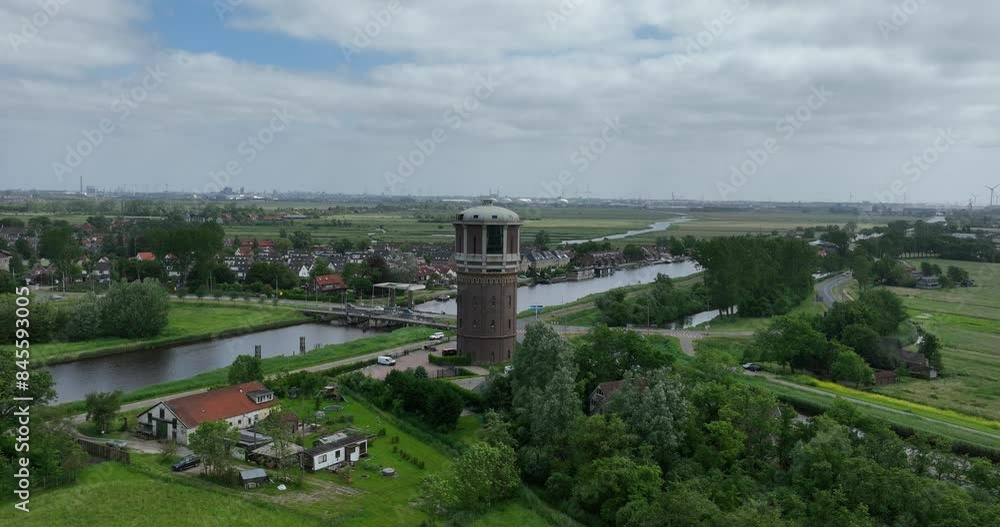 Water tower Assendelft, The Netherlands, aerial drone view. Water tower Assendelft, The Netherlands, aerial drone view.