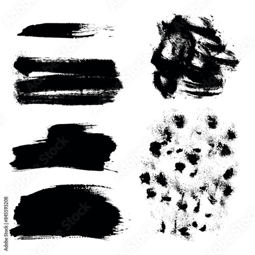 Ink brush strokes, black paint, brushes, lines, grungy. Grunge artistic black paint stokes