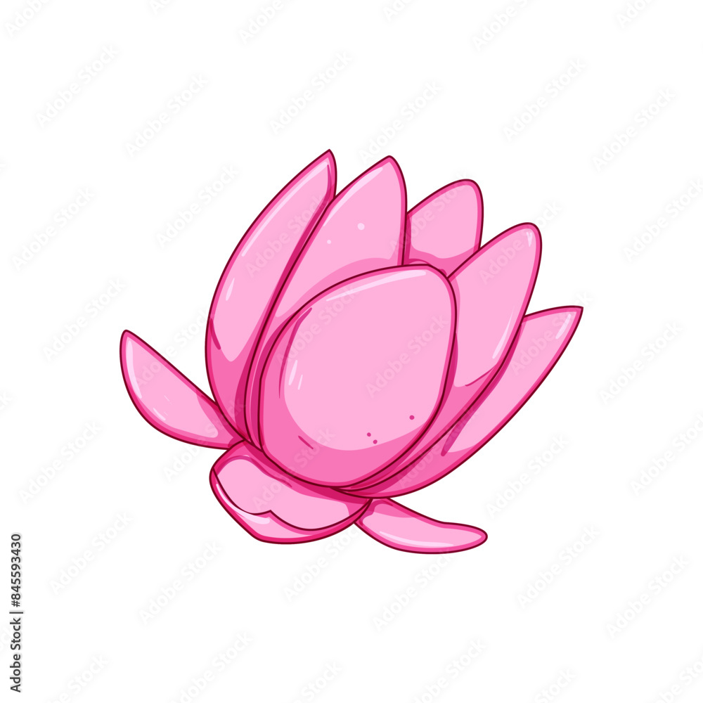 floral lotus flower cartoon. plant blossom, nature pink, leaf yoga floral lotus flower sign. isolated symbol vector illustration