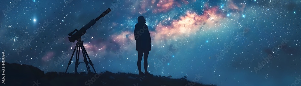 Obraz premium Stargazing Under the Vast Cosmic Expanse of the Nighttime Sky
