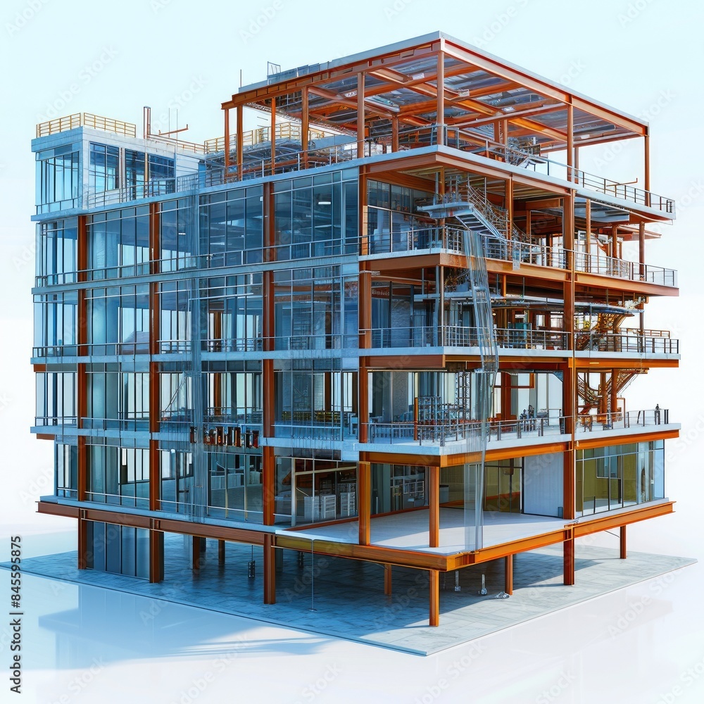 Modern Architecture: Blue Steel and Concrete Structure Modern Architecture: Blue Steel and Concrete Structure