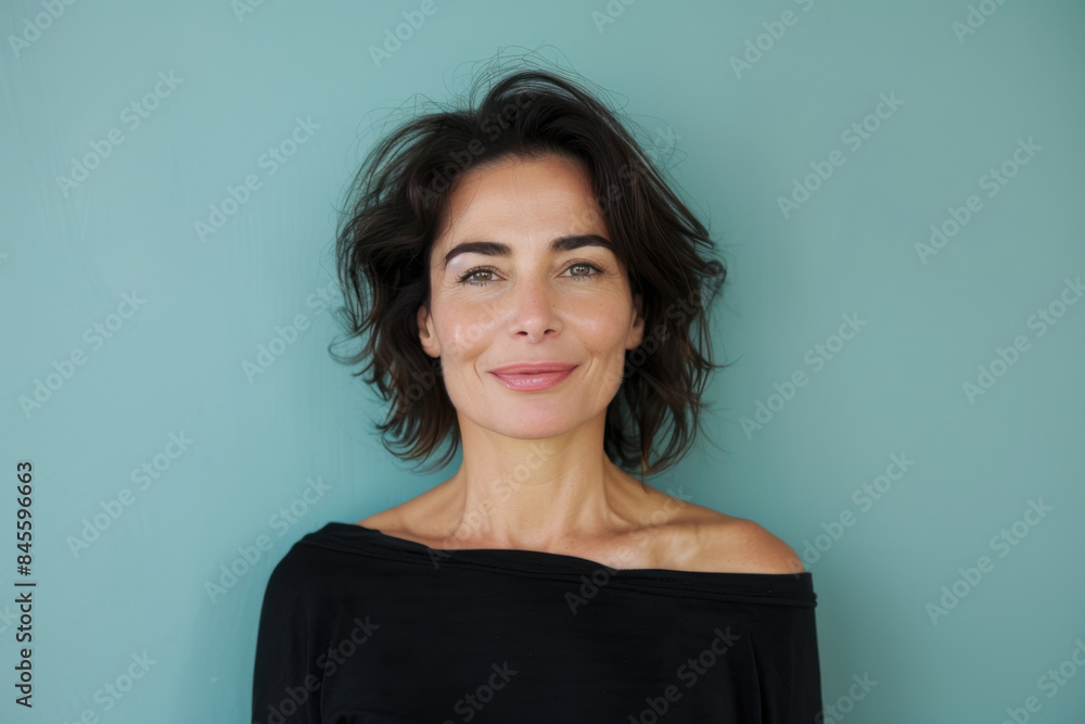 Obraz premium A close up portrait of a woman with a subtle smile