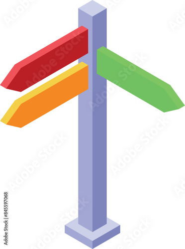 Colorful signpost pointing in different directions symbolizing important choices