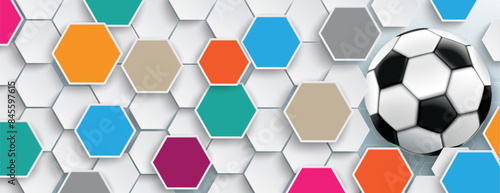 Football Colored Hexagon Structure Left Grey Edge Header
