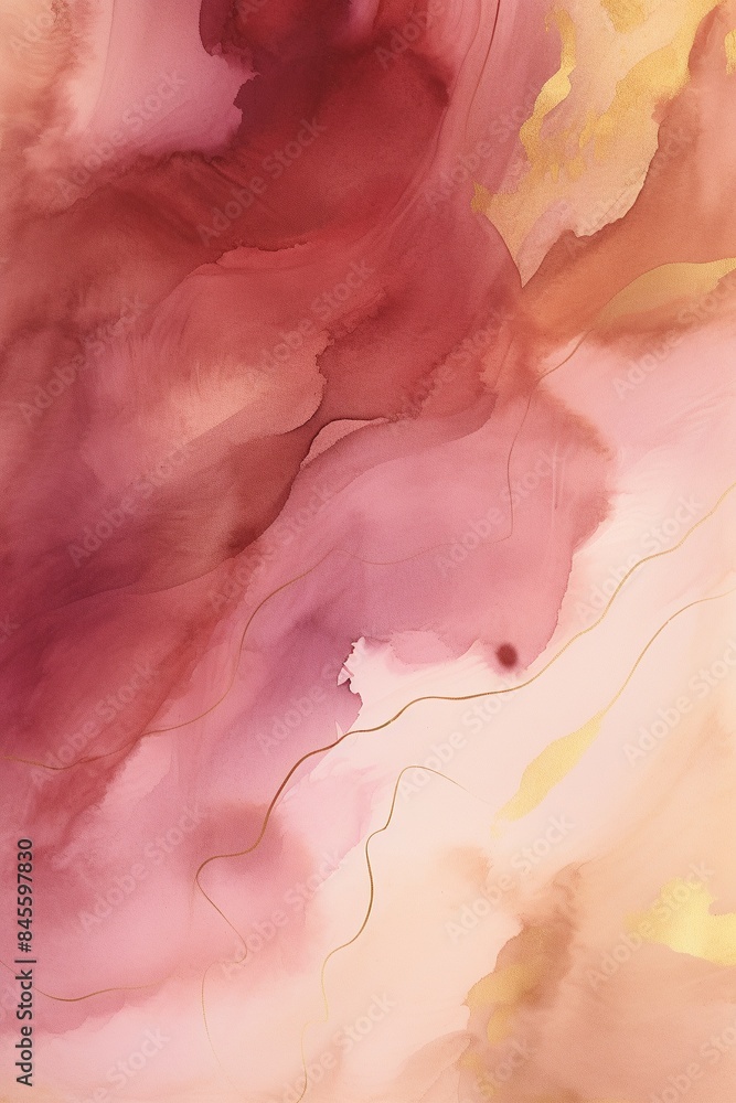 Abstract watercolor art with shades of red, pink, and gold. Fluid shapes and soft blending create a dreamy and elegant look. Abstract watercolor art with shades of red, pink, and gold. Fluid shapes and soft blending create a dreamy and elegant look.