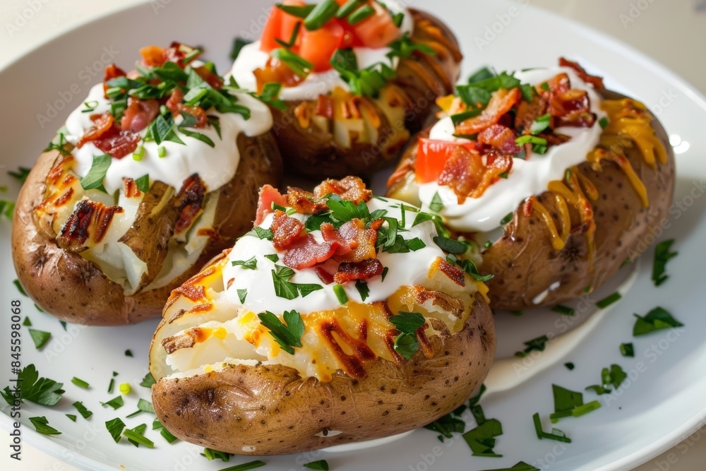 Delightful Baked Potatoes with Assorted Toppings Delightful Baked Potatoes with Assorted Toppings
