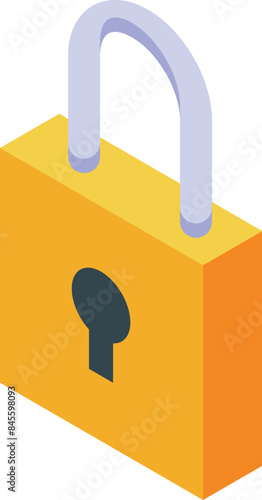 Yellow padlock isometric icon representing the concept of data protection