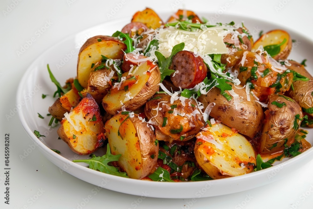 Tomato-Basil Sausage and Arugula Sauce with Potatoes Tomato-Basil Sausage and Arugula Sauce with Potatoes