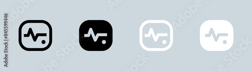 Heart beat icon set in black and white. Health signs vector illustration.