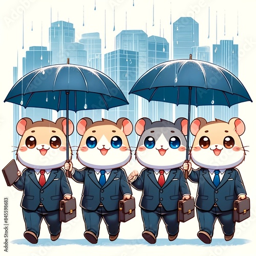 Business Hamster on a Rainy Day