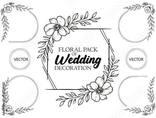 Hand-drawn floral decorative elements