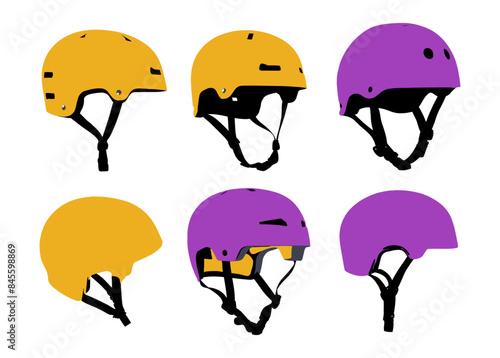 Skate BMX Stunt Scooter Helmet Pack 2D Flat Vector Illustrations