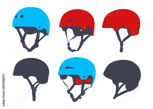 Skate BMX Stunt Scooter Helmet Pack 2D Flat Vector Illustrations