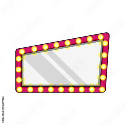 light makeup mirror frame cartoon. bulb theater, table actor, vanity backstage light makeup mirror frame sign. isolated symbol vector illustration