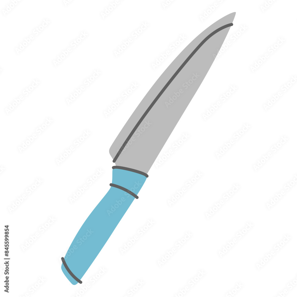 Knife, kitchen cutting tool with metal blade and wooden handle. Cutlery, kitchenware for cooking, chopping. Knife, kitchen cutting tool with metal blade and wooden handle. Cutlery, kitchenware for cooking, chopping.