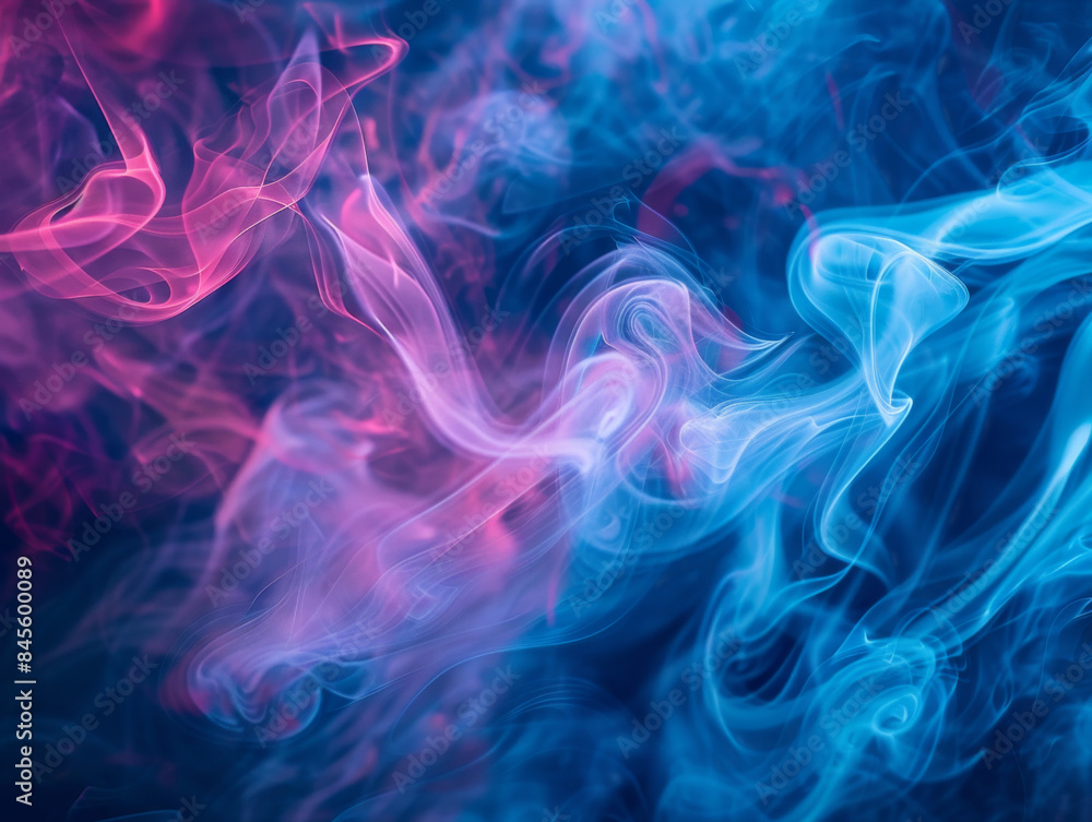 A colorful smoke trail with a blue and pink hue A colorful smoke trail with a blue and pink hue